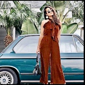 Anthropologie Kristinit Velvet Jumpsuit sz S